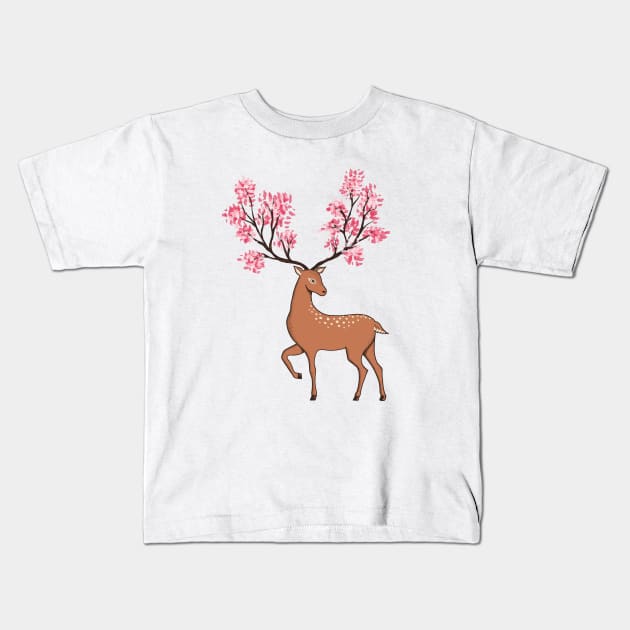 Nature Deer Kids T-Shirt by coffeeman